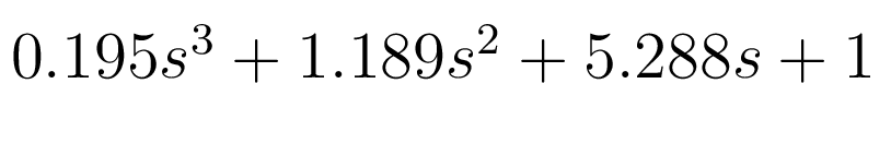 $ 0.195s^3+1.189s^2+5.288s+1$